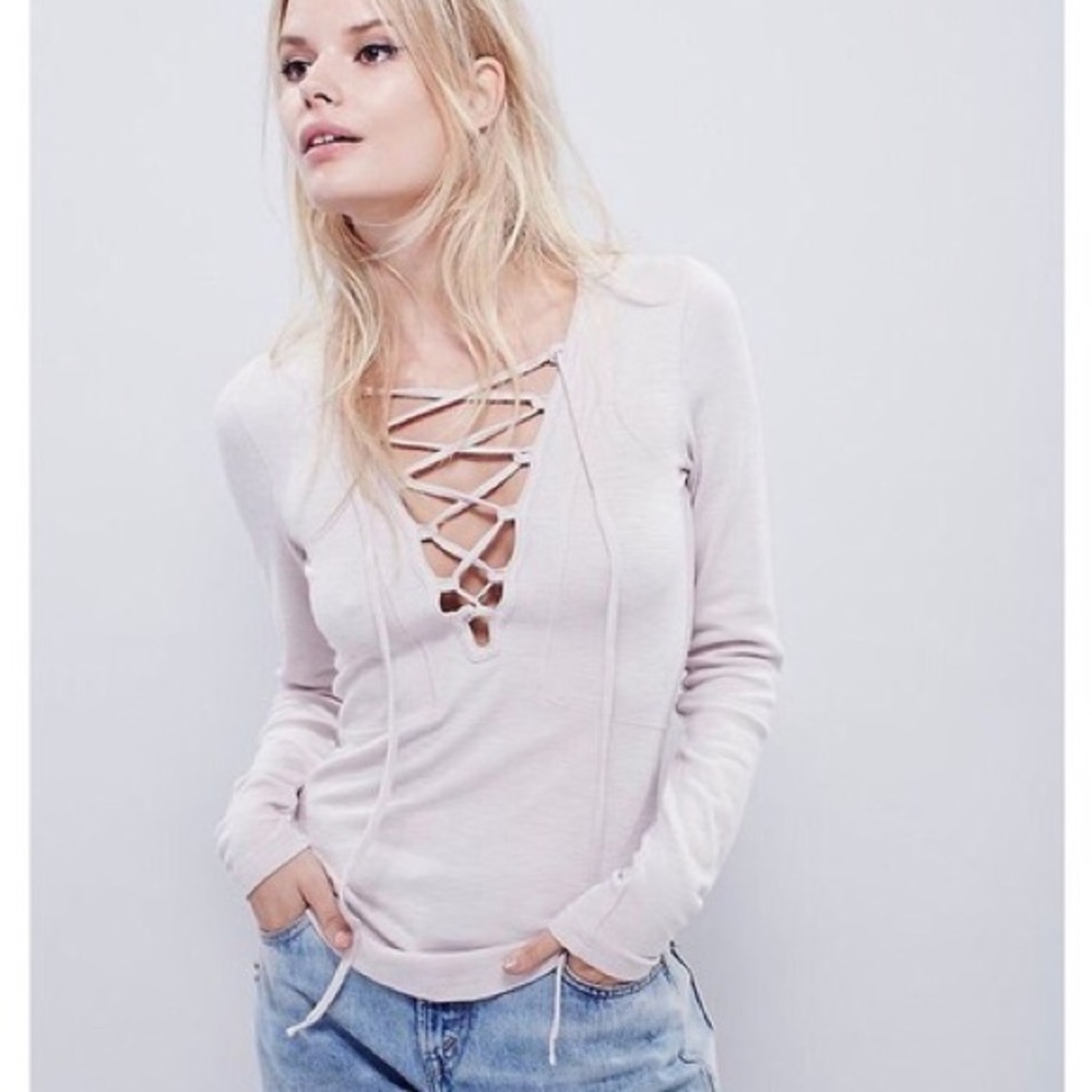 Free People Lucky Lace Up Top